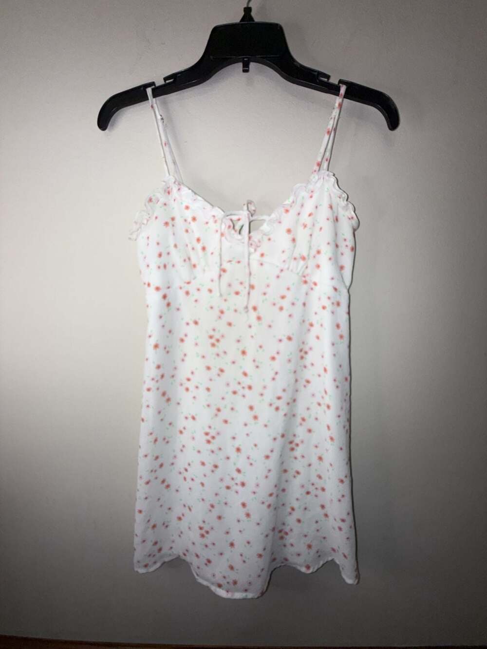 Wild Fable Floral Print Tie-Front Ruffle Trim Mini Babydoll Dress